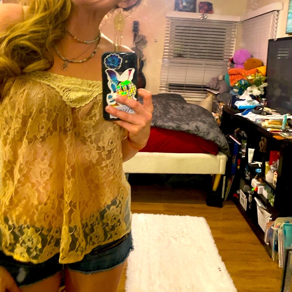 Chan Luu Lace Embellished Tan and Cream Camisole - Picture 9 of 9